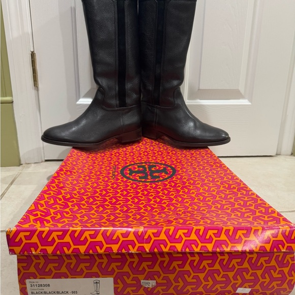 Tory Burch Black Leather Knee-High Boots - Picture 1 of 4